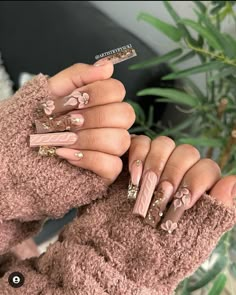 Fall Baddie Nails, Fall Sets Nails, Moms Nails, Rodeo Nails, Nails Long Square, Fashionable Nails, Brown Acrylic Nails, Nails Brown, Brown Acrylic