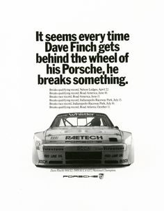 an advertisement for a race car with the words, it seems every time