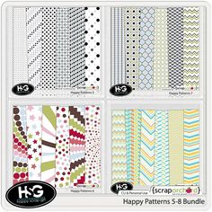 the happy patterns bundle is shown in four different colors