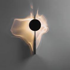 a wall mounted light with a circular object on it