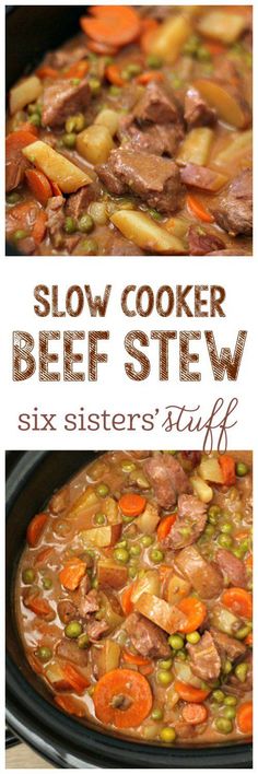 the slow cooker beef stew is ready to be eaten