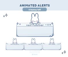 an animated rabbit is sitting in front of a sign that says, animation alerts 6 bunny