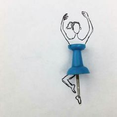 a drawing of a person on a toothpick with one hand in the air