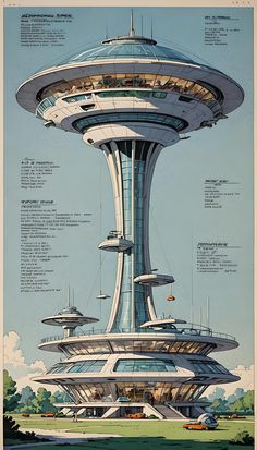 an architectural drawing of the space station, with information about its surroundings and features on it