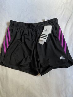 Adidas Stay Dry Women Climalite Classic Stripe Black Pink Athletic Shirts Sz S. Athleisure Athletic Shorts With Three Stripes Branding For Workout, Three Stripes Workout Activewear Shorts, Athleisure Athletic Shorts With Three Stripes For Workout, Short Activewear For Workout With Three Stripes, Activewear Shorts With Three Stripes For Workout, Short Activewear With Three Stripes For Workout, Short Activewear For Gym With Three Stripes, Purple Go-dry Athletic Shorts For Sports, Purple Moisture-wicking Athletic Shorts For Sports