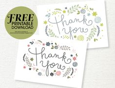 two thank cards with the words free printable