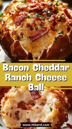 bacon cheddar ranch cheese ball on a plate