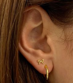 Use code JESSICA488 for 20% off! Earring / bow / ear / piercing / jewellery 2 Piercings Ear, 2 Ear Piercings, 2 Piercings, Bow Earring, Piercings Ear, Evry Jewels, Piercing Jewellery, Ear Piercing, Bow Earrings