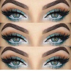 Make Up Mata, Rock Makeup, Silver Eye Makeup, Makeup Looks For Green Eyes, Makeup Hacks, Makeup For Green Eyes