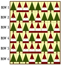 the christmas tree quilt pattern is shown in red, green and yellow colors with words below it