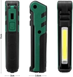 two different types of flashlights, one green and the other black