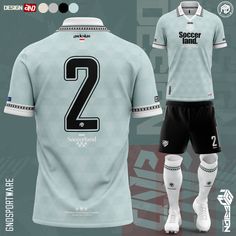 the soccer uniform is designed to match the team's jersey and socks, which are also available in white or blue