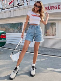 Light Wash    Denim Plain Straight Leg  Non-Stretch  Women Denim Hot Pants Outfit, Look Short Jeans, Everyday Dresses, Romper With Skirt, Slim Pants