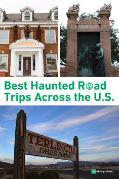 the best haunted road trips across the u s are in this postcard collage