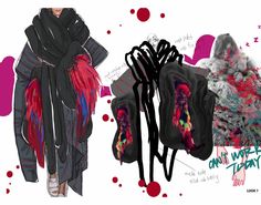 an artistic fashion illustration with clothes and accessories