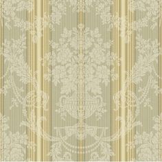 a striped wallpaper with an ornate design