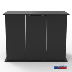 a black cabinet with three doors on the front and one door open to reveal an american flag