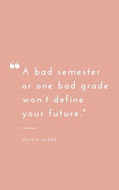 a pink background with the words, a bad somerset or one bad grade won't defend your future