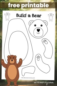 free printable create your own bear craft Make A Bear Craft, Brown Bear Preschool Craft, Brown Bear Crafts Preschool Art Projects, Bears For Preschoolers, Bears Art Preschool, Color Brown Crafts Preschool, Bear Projects For Preschool, Bear Kindergarten Activities