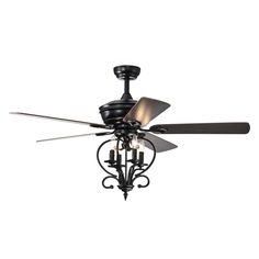 a ceiling fan with three lights on it