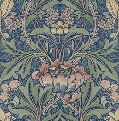 an intricately designed wallpaper with flowers and leaves