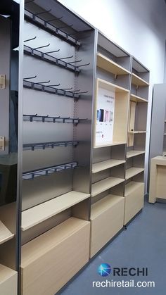 the shelves are empty and ready to be used