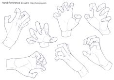 the hands are drawn in different ways to show off their fingers and thumbnails