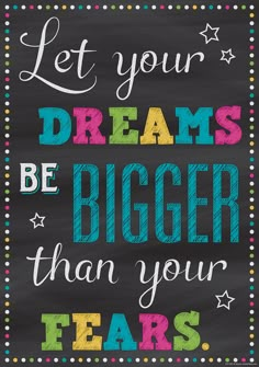 a chalkboard with the words let your dreams be bigger than your tears