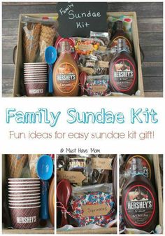 the family sundae kit is packed in a box and ready to be used as a gift