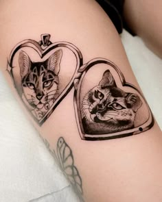 Cat Heart Locket Tattoo, Cat Sternum Tattoo, Pet Locket Tattoo, Pets Tattoo Ideas, Cat Locket Tattoo, Locket Tattoo Design, Cat Memorial Tattoo, Pet Memorial Tattoos