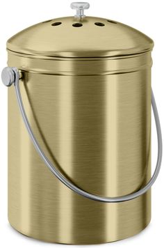 a large metal container with a handle on the side and a lid that is open