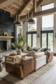 Bohemian rustic living room featuring woven textiles, plants, and reclaimed wood furniture Cozy Cabin Decor Living Room, Cabin Decor Living Room, Modern Log Cabin Interior, Log Cabins Interiors, Cozy Cabin Living Room, Lakehouse Living Room, Log Cabin Living Room, Cabin Living Room Decor, Person Picture