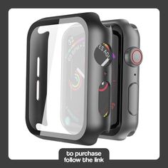 the screen protector for apple watch is shown in three different colors and sizes, including black