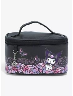 Kuromi Butterfly Roses Makeup Bag Kuromi Makeup Bag, Kuromi Skincare, Roses Makeup, Kuromi Clothes, Cute Makeup Bag, Cute Makeup Bags, Rose Makeup, Kitty Clothes, Hello Kitty Clothes