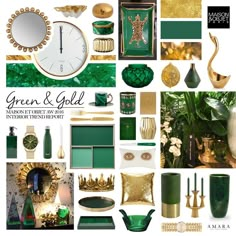 the green and gold color scheme is featured in this brochure for maison et objet