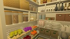 bloxburg pantry design idea, aesthetic design pantry Walk In Pantry Bloxburg Ideas, Bloxburg Pink Kitchen Ideas, Roblox Pantry Ideas, Roblox Bloxburg Pantry Room Ideas, Bb House Ideas, Bloxburg Custom Cabinets, 2x2 Pantry Bloxburg, Bookshelf Bloxburg Ideas, Pantry Organization Ideas Bloxburg