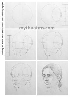 the steps to draw a woman's head