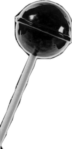 a black and white photo of a round object with a long metal blade on it