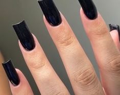 Solid Black Acrylic Nails, Medium Nails Black, Medium Black Nails, Solid Acrylic Nails, Solid Black Nails, All Black Nails, Handmade Nails, Black Acrylic Nails, Nail Prices