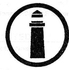 a black and white image of a lighthouse in a circle with the word,'it is