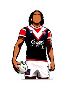 a drawing of a man holding a rugby ball and wearing a jersey with the word segolds on it