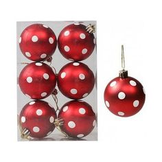 red and white polka dot christmas ornaments