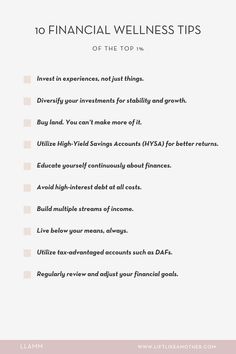 the top ten financial wellness tips