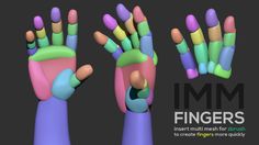 an image of fingers with different colors and shapes on them, in the shape of hands