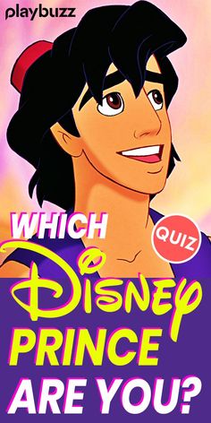 a cartoon character with the words which disney prince are you? in front of it