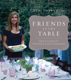 the cover of friends at the table, with a woman holding a plate full of food