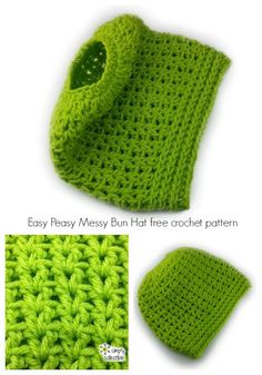 a crocheted green scarf and hat are shown with the same pattern as it appears in this photo