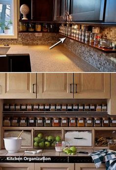 the kitchen is clean and ready to be used as a storage area for food items