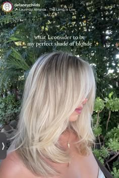 Tipped Out Balayage, Neutral Blonde Hair Dark Roots, Winter White Blonde Hair, White Blonde Lob, Light Blonde Shadow Root, Blended Bright Blonde, Blonde Hair Cuts For Round Faces, Hi And Low Lights Blondes, Blonde Hair Scandinavian