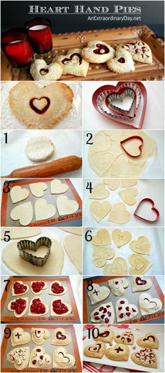 heart shaped cookies are being made and ready to be cut into hearts for valentine's day